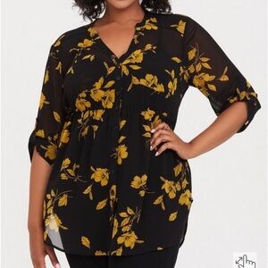 Torrid Emma Babydoll Chiffon Tunic Blouse
